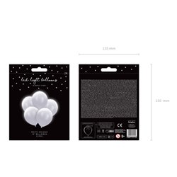 Balony Led 30cm, biały (1 op. / 5 szt.)