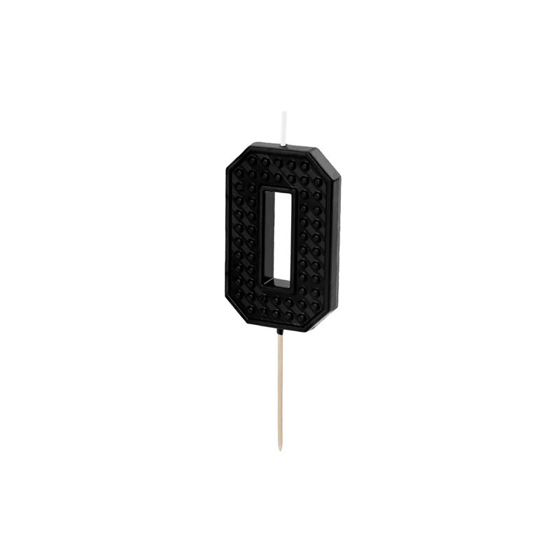 Świeczka urodzinowa Cyferka 0, 6 cm, czarny