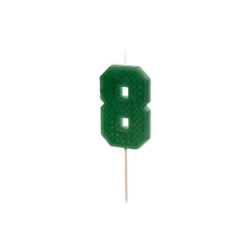 Świeczka urodzinowa Cyferka 8, 6 cm, zielony
