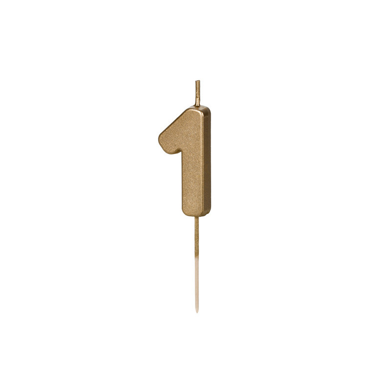 Świeczka urodzinowa Cyferka 1, 4.5 cm, złoty