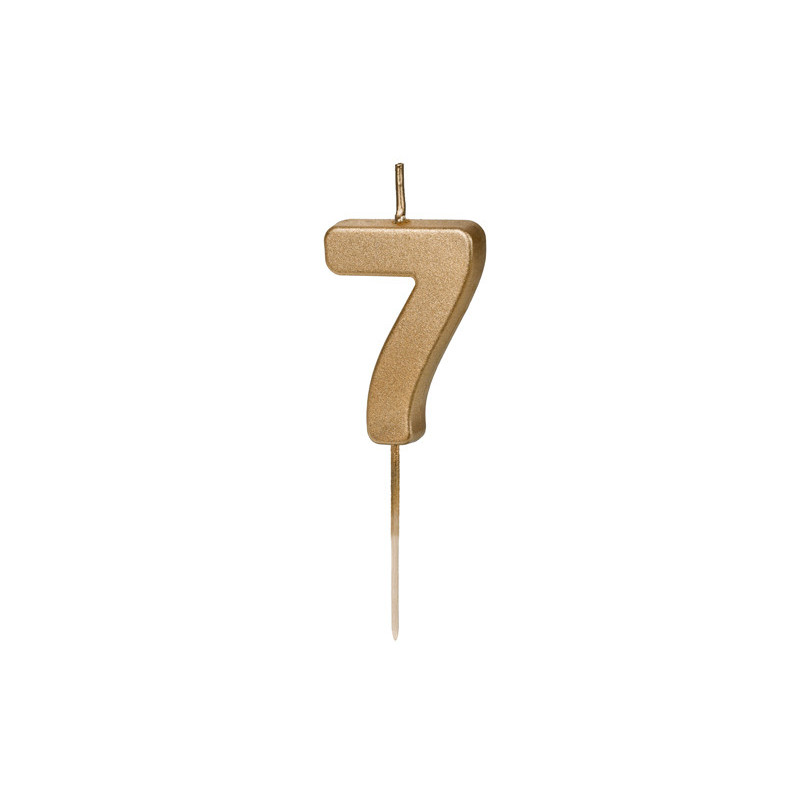 Świeczka urodzinowa Cyferka 7, 4.5 cm, złoty
