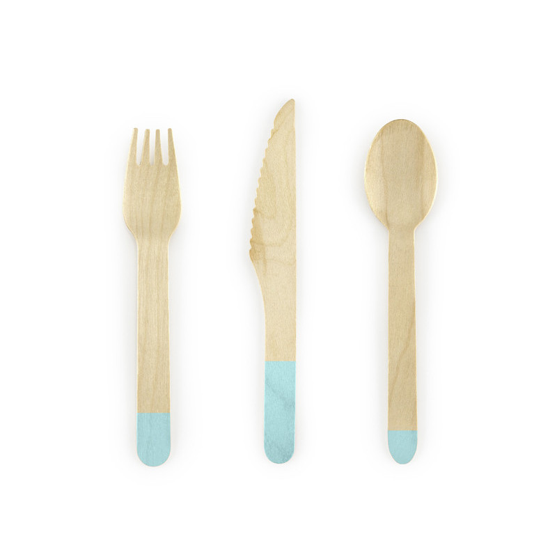 Sztućce drewniane eko miętowe 16cm 18 szt
