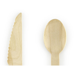 Sztućce drewniane pastelowe kolory mix eko 16cm 18 szt