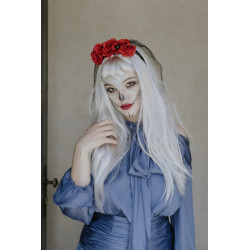 Opaska Róże z welonem czarny welon na Halloween