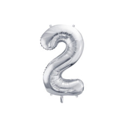 Balon foliowy Cyfra ''2'', 72cm, srebrny
