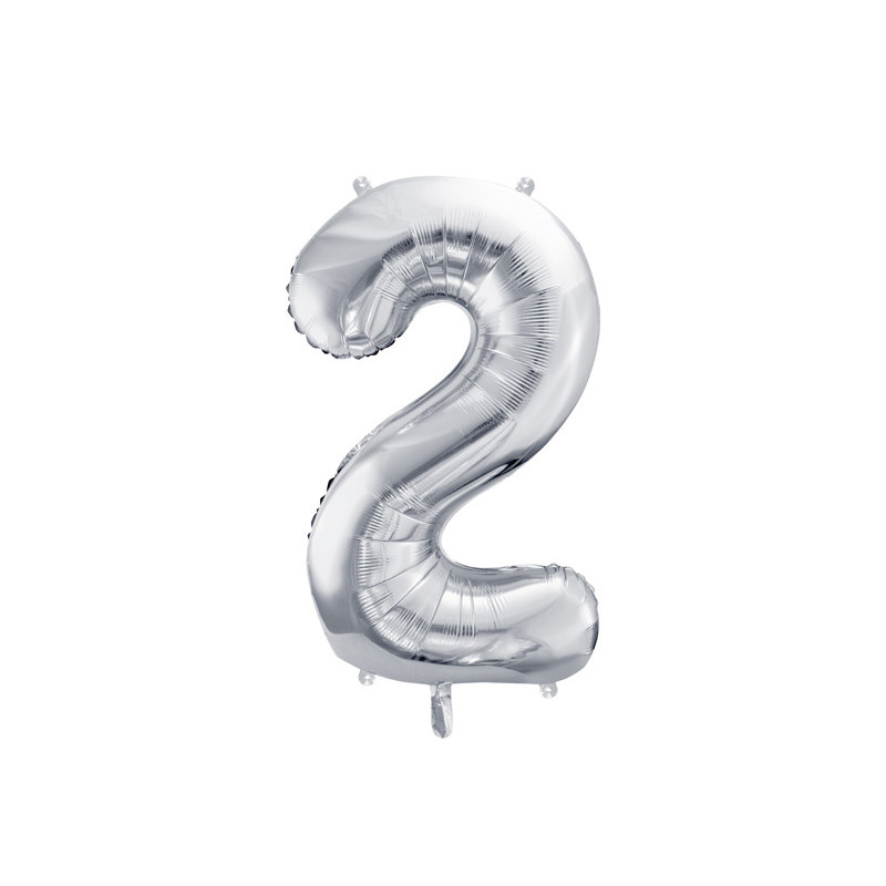 Balon foliowy Cyfra ''2'', 72cm, srebrny