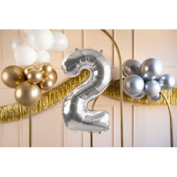 Balon foliowy Cyfra ''2'', 72cm, srebrny