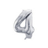 Balon foliowy Cyfra ''4'', 72cm, srebrny