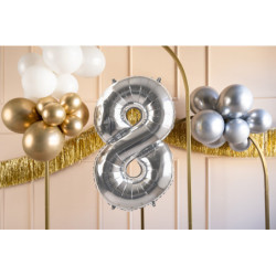 Balon foliowy Cyfra ''8'', 72cm, srebrny