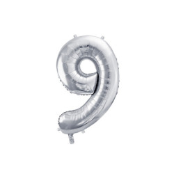 Balon foliowy Cyfra ''9'', 72cm, srebrny