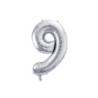 Balon foliowy Cyfra ''9'', 72cm, srebrny