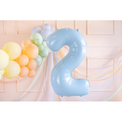 Balon foliowy Cyfra ''2'', 72cm, jasny niebieski