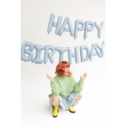 Balon foliowy Happy Birthday, 340x35cm, niebieski napis Urodzinowy