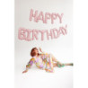 Balon foliowy Happy Birthday, 340x35cm, różowy napis urodzinowy