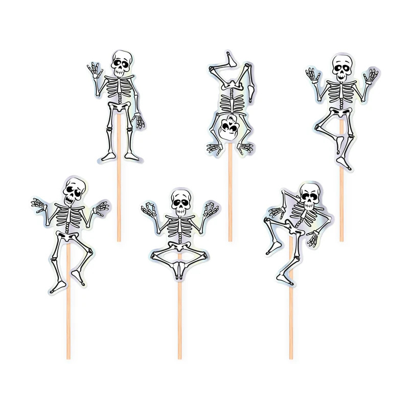 Toppery Halloween Szkielety 6szt. mix holograficzne