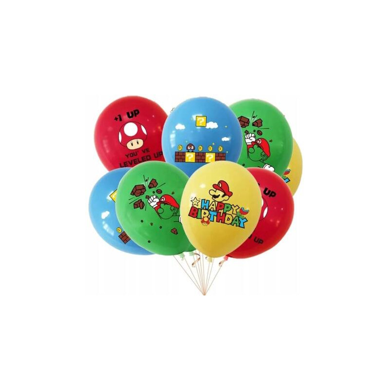 Balony gumowe z nadrukiem Mario (8 szt.)