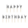 Świeczki urodzinowe Happy Birthday, 2.5 cm, srebrny (1 op. / 13 szt.)