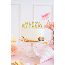 Świeczki urodzinowe Happy Birthday, 2.5 cm, złoty (1 op. / 13 szt.)