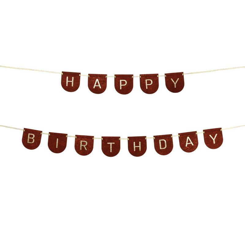 Baner filcowy urodzinowy, Happy Birthday, brązowy, 3m