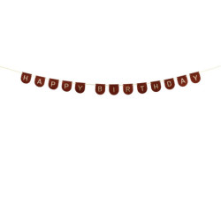 Baner filcowy urodzinowy, Happy Birthday, brązowy, 3m