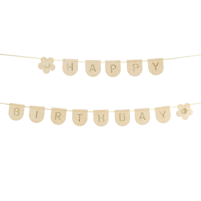 Baner filcowy urodzinowy, Happy Birthday, różowy, 3m