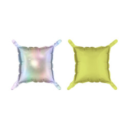 Balon foliowy kurtyna dwustronna Kwadrat, holograficzno-neonowy żółty, 35 x 35 cm (1 op. / 4 szt.)