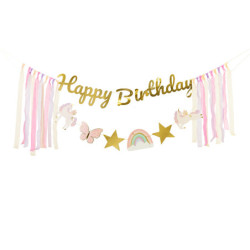 Baner Happy Birthday Jednorożec Jednorożce, 230x17.5 cm, mix