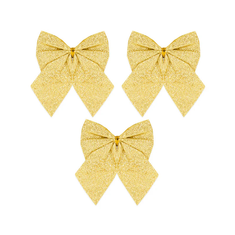 Kokardki BROKATOWE Kokardy duże ZŁOTE 12cm 3szt