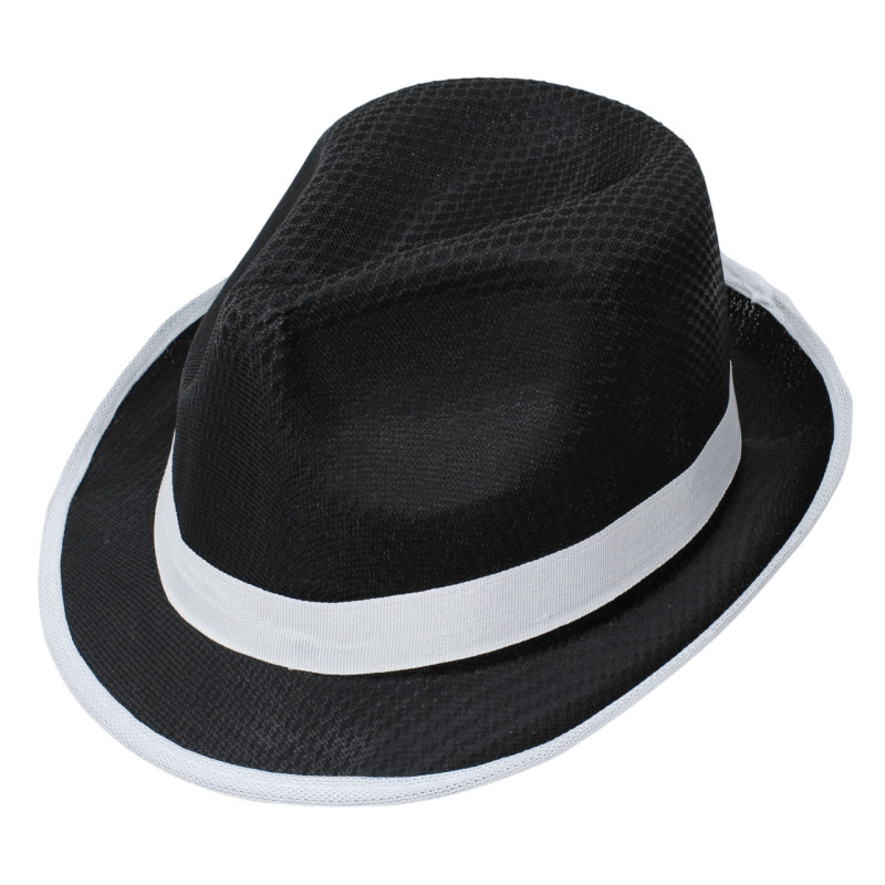 Kapelusz Fedora Czarny z białą Lamówką i białym obszyciem ronda