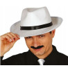 Kapelusz Gangstera Fedora duża Biały z czarną tasiemką