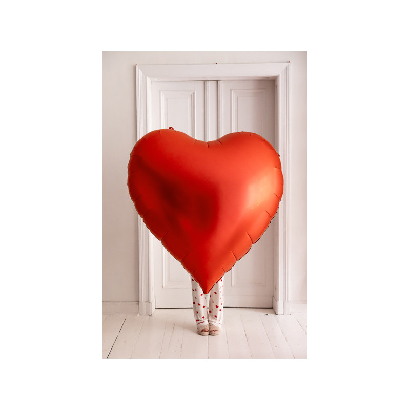 BALON SERCE GIGANT foliowe XXL Czerwone WALENTYNKI 136x129 cm