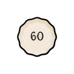 Talerzyki papierowe 60 urodziny ''Hello 60'' 18 cm 6szt