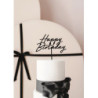 Topper akrylowy na tort Happy Birthday czarny urodzinowy 16.5 cm