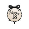Balon foliowy 18 urodziny Osiemnastka pastylka Happy ''18'', 47,5x45cm z kokardką