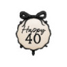 Balon foliowy 40 urodziny Rocznica pastylka Happy ''40'', 47,5x45cm z kokardką