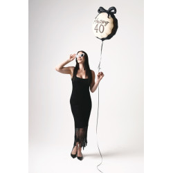 Balon foliowy 40 urodziny Rocznica pastylka Happy ''40'', 47,5x45cm z kokardką