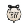 Balon foliowy 50 urodziny Rocznica pastylka Happy ''50'' 47,5x45cm z kokardką