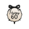 Balon foliowy 60 urodziny pastylka Happy ''60'', 47,5x45cm z kokardką
