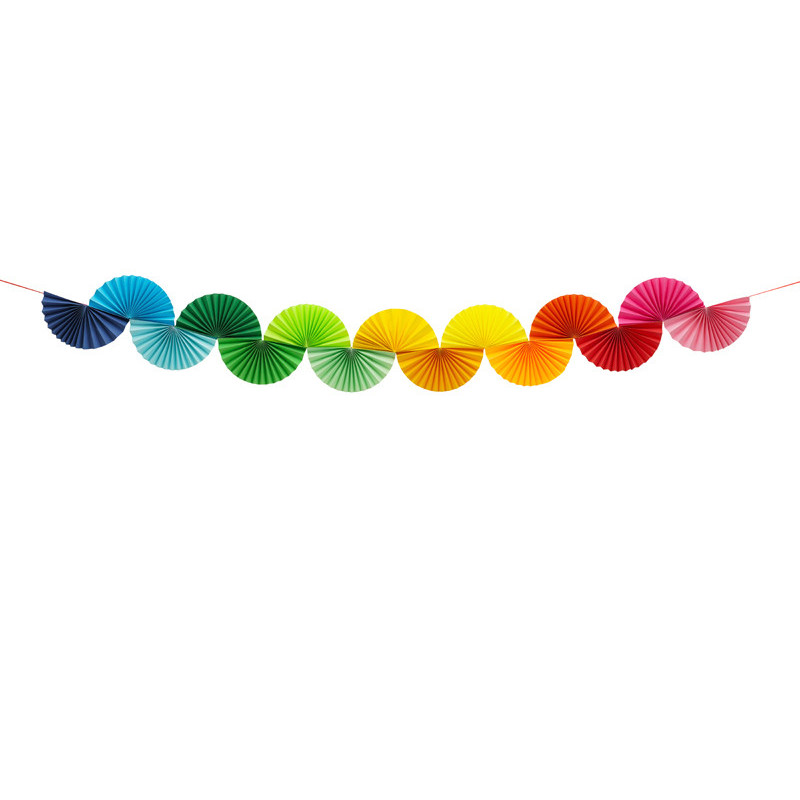 Girlanda papierowa Kolorowa Tęczowa dekoracja Wachlarze, 2,5m, mix