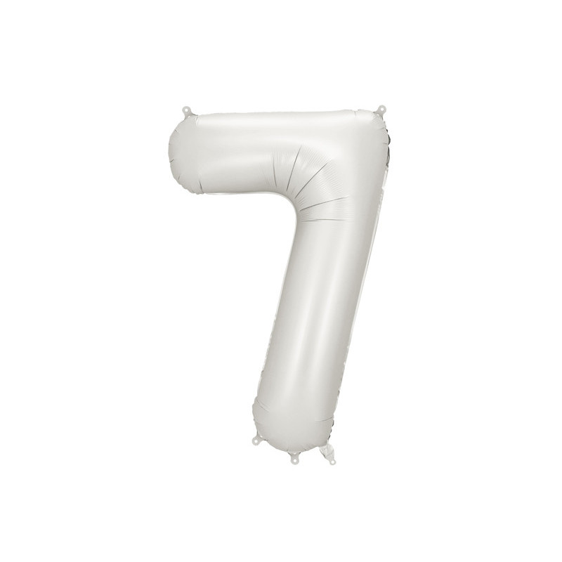 Balon foliowy Cyfra ''7'', 86cm, srebrny perłowy satynowy