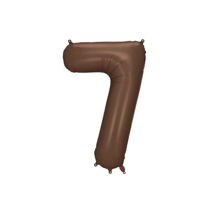 Balon foliowy Cyfra ''7'', 86cm, mocca brązowy satynowy