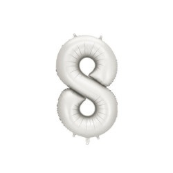 Balon foliowy Cyfra ''8'', 86cm, srebrny perłowy satynowy