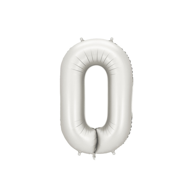 Balon foliowy Cyfra ''0'', 86cm, srebrny perłowy satynowy