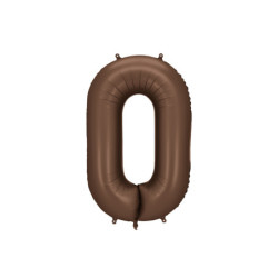 Balon foliowy Cyfra ''0'', 86cm, mocca brązowy satynowy