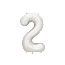 Balon foliowy Cyfra ''2'', 86cm, srebrny perłowy satynowy