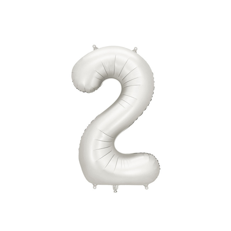 Balon foliowy Cyfra ''2'', 86cm, srebrny perłowy satynowy
