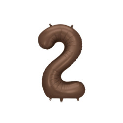 Balon foliowy Cyfra ''2'', 86cm, mocca satynowy brązowy