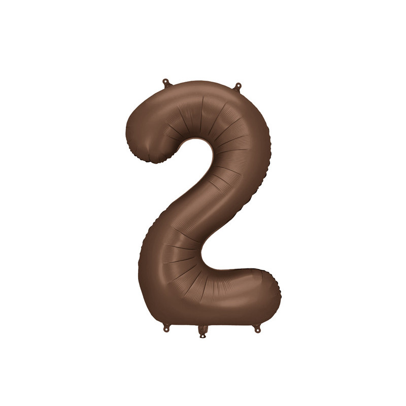 Balon foliowy Cyfra ''2'', 86cm, mocca satynowy brązowy