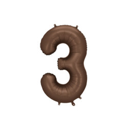Balon foliowy Cyfra ''3'', 86cm, mocca satynowy brązowy