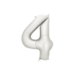 Balon foliowy Cyfra ''4'', 86cm, srebrny perłowy satynowy